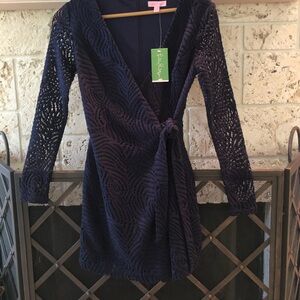 Long sleeve knit Lily skort wrap dress